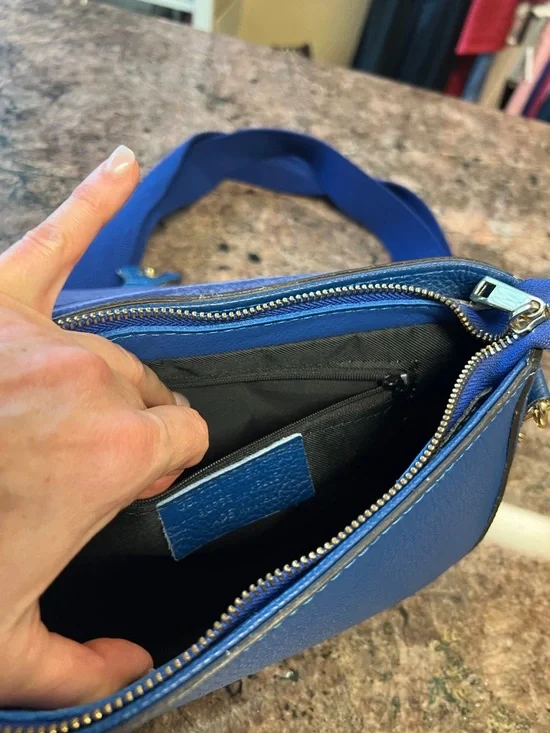 Blue Women's Crossbody Bag - Classic Pebbled Leather Shoulder Bag - Picture 5 of 8